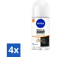 Nivea - Déodorant à bille - Black & White Ultimate Impact - Anti-transpirant 72 heures - 50 ml - Pack avantage - 4 pièces