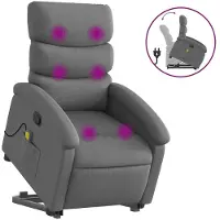 vidaXL Fauteuil de massage avec releveur Tissu gris foncé