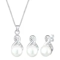 Elli Parure de bijoux 'Infinity' argent / blanc perle