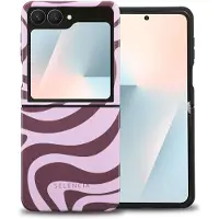 Selencia Coque arrière Vivid pour Samsung Galaxy Z Flip 7 - Wavy Swirl Pink Plum