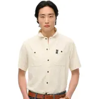 Superdry Merchant Textured Short Sleeve Shirt Beige S Homme