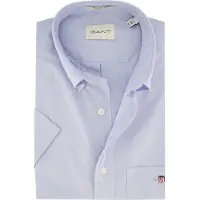 Gant pour homme. 3000101 Chemise à manches courtes Regular Fit en popeline bleue (L), Casuel, Coton, Manche courte