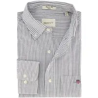 Gant pour homme. 3000230 Chemise Oxford à coupe régulière, rayures fines bleues (L), Casuel, Coton, Classique, Manche longue