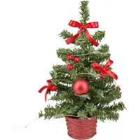 Idena Déco Sapin de Noël rouge décoré 20 LED blanc chaud 25cm Connexion USB
