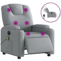vidaXL Fauteuil de massage électrique Tissu gris clair