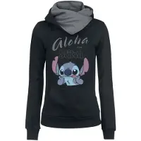 Lilo & Stitch Sweat-shirt à capuche Disney de - Aloha - XS - 5XL - pour Femme - noir/gris - Taille M