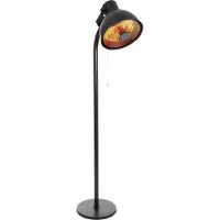 Perel Chauffe-terrasse sur pied, 2000 W, carbone, avec interrupteur à tirette, protection contre l'inclinaison, 3 niveaux de chaleur, réglable en hauteur, résistant aux éclaboussures, design rétro,