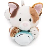 Nici Doudou Chat chanceux couché & poisson GREEN