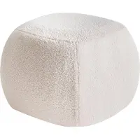 Beliani Pouf Barron Bouclé Blanc Cassé 50 Cm 50 Cm 33 Cm