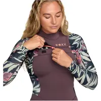 Roxy Swell 4/3 Mm Woman Long Sleeve Chest Zip Neoprene Suit Violet L Femme