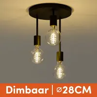 Nolt Ceiling Lamp - Plafonnier - 3x E27 Lampes - Industriel - ⌀ 28cm - Noir