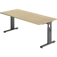 Hjh OFFICE PRO Bureau C-Fuss 180x80cm chêne/graphite