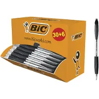 BIC Atlantis Classic, Clip-on stylo bille rétractable, Rechargeable, Noir, 36 pc(s) (36x)