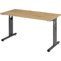 Hjh OFFICE PRO Schreibtisch C-Fuss 140x67cm Asteiche/Graphit