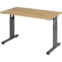Hjh OFFICE PRO Bureau pied C 120x67cm chêne cendré/graphite