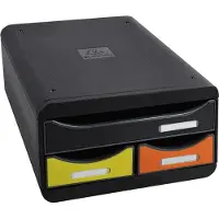 Exacompta Small Box Iderama Arc-en-ciel, 3 tiroirs A4+, silencieux avec arrêt de sécurité, empilable, 13,5 cm, 25 ans