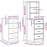 vidaXL Table de maquillage, 3 pièces, gris Sonoma, 40 x 41 x 135 cm, panneaux de particules