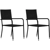 vidaXL Chaises de jardin 2 pcs. empilables noir Polyrattan