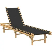 vidaXL Bain de soleil avec sangle tissée noire 55x200x30 cm bambou