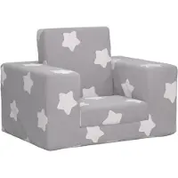 vidaXL Canapé-lit pour enfants gris clair étoiles peluche douce