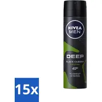 Nivea - Homme - Déodorant - Spray - Noir profond Carbon Amazonia - 150 ml - paquet économique - 15 pièces