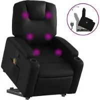 vidaXL Fauteuil de massage avec releveur Noir similicuir