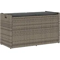 vidaXL Banc d'extérieur avec espace de rangement et coussins Gris 100 cm