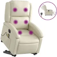 vidaXL Fauteuil de massage avec releveur électrique Crème similicuir
