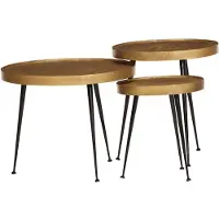 vidaXL Table basse 3 pcs. Golden Bois composite