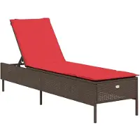 vidaXL Chaise longue avec coussin Marron Poly rotin