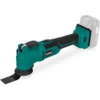 Vonroc Accu Multitool 20V - avec lame de raclage, lame de scie circulaire, patin de ponçage et papier de verre - 6 vitesses : 7 000 - 19 000 tr/min - Batterie et chargeur non inclus