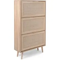 Finori Armoire à chaussures Bilal 70cm 3 portes - chêne/raphia imprimé