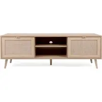CALICOSY - Meuble TV 2 portes L150 cm - Impression Rotin - BALI