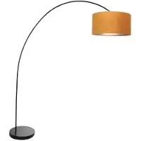 Steinhauer - lampadaire - Solva - noir - métal tissu - lampe arquée - E27 - 3896ZW
