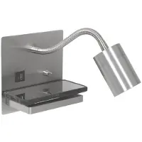 Steinhauer Lampe de chevet en acier inoxydable Upround avec chargeur et USB