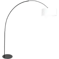 Steinhauer Lampadaire Curve noir avec abat-jour blanc grossier Ø 50cm