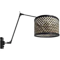Steinhauer Applique murale Prestige Chic noir avec abat-jour en bambou