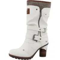 Mustang - Bottines à fermeture éclair, tige haute, couleur blanche, style décontracté