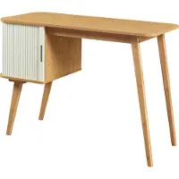 En.casa Bureau 'Tysvær' avec partie armoire et une porte 75 x 105 x 48 cm bambou / blanc crème