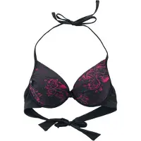 Black premium by emp Haut de bikini de - Haut De Bikini Noir Avec Crâne & Roses - S - XXL - pour Femme - noir - Taille M