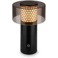 Briloner GILA Lampe de table sans fil IP44, Variable, tactile, lumière blanche chaude, fonction mémoire, noir-or, Ø15 x 19 cm
