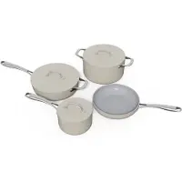 Safecourt Kitchen Safecourt Set de poêles 7 pièces - Sans PFAS ni PTFE - Antiadhésif et facile à nettoyer - Induction, électrique, céramique et gaz