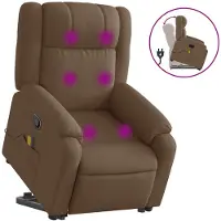 vidaXL Fauteuil de massage avec releveur Marron Tissu