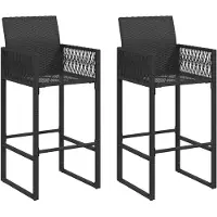 vidaXL Tabouret de bar de jardin 2 pcs. noir Poly rotin