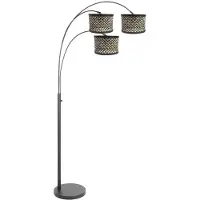 Steinhauer Lampadaire Sparkled Light noir avec capuchons en bambou