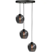 Highlight Suspension 3 lumières Fantasy noir avec verre