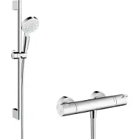 Hansgrohe Combi douche Vario avec barre 65 cm / Ecostat 1001 CL blanc/chromé Crometta
