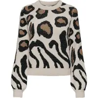 JDY Pull-over 'JDYLORRAINE' beige / gris clair / noir
