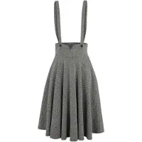 Voodoo Vixen Jupe mi-longue Rockabilly de - Jupe Évasée Salopette Toyin Herringbon - M - 3XL - pour Femme - gris - Taille XXL