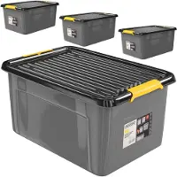 Monzana Lot de 4 boîtes de rangement Gris/Anthracite 58x39x25cm empilables